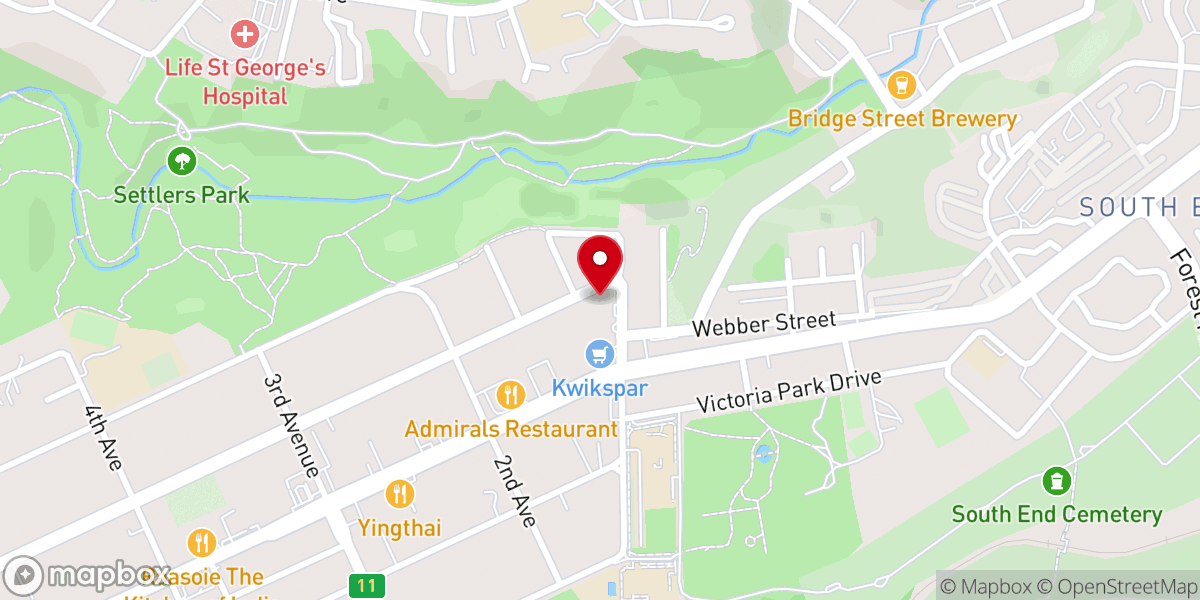 Map showing location of St Saviours Anglican Church