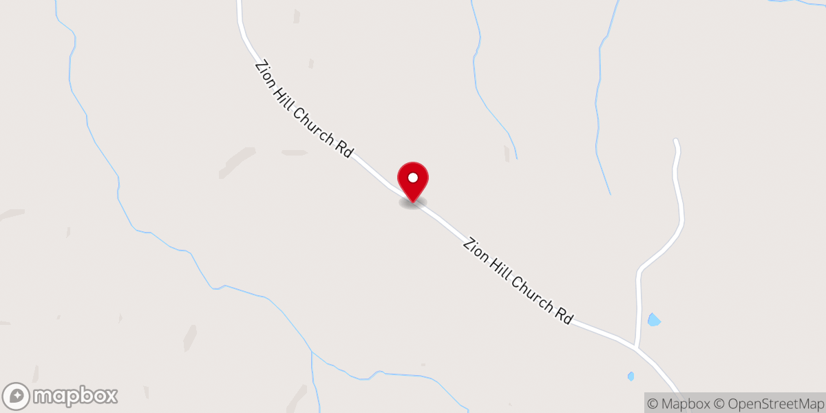 Map showing location of Zion Hill Church-God Christ