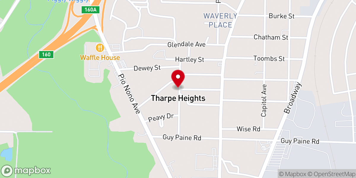 Map showing location of Houston Heights Church