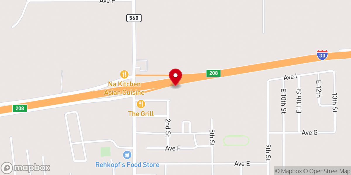 Map showing location of First Baptist Church Hooks