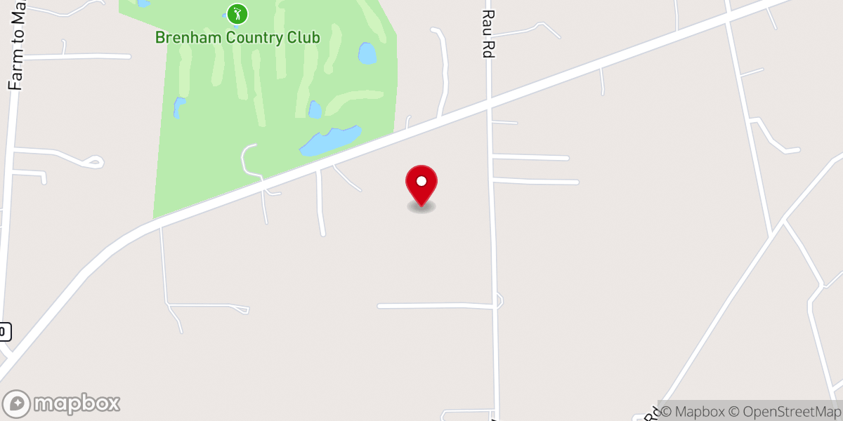 Map showing location of Cowboy Church of Brenham Arena