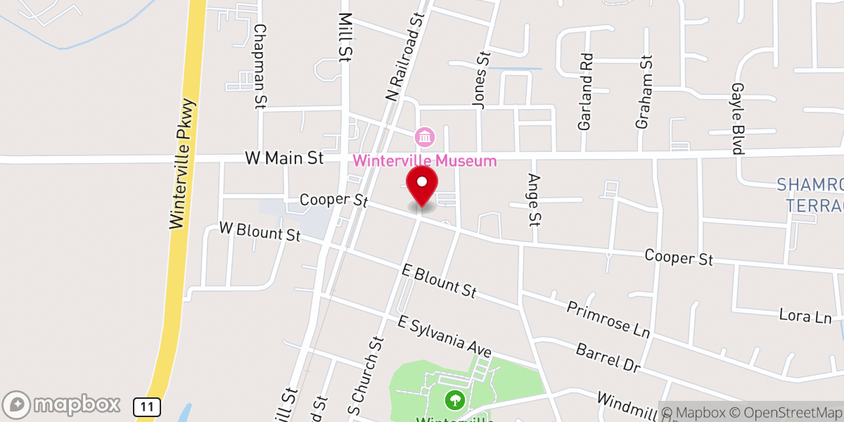 Map showing location of Winterville Baptist Church