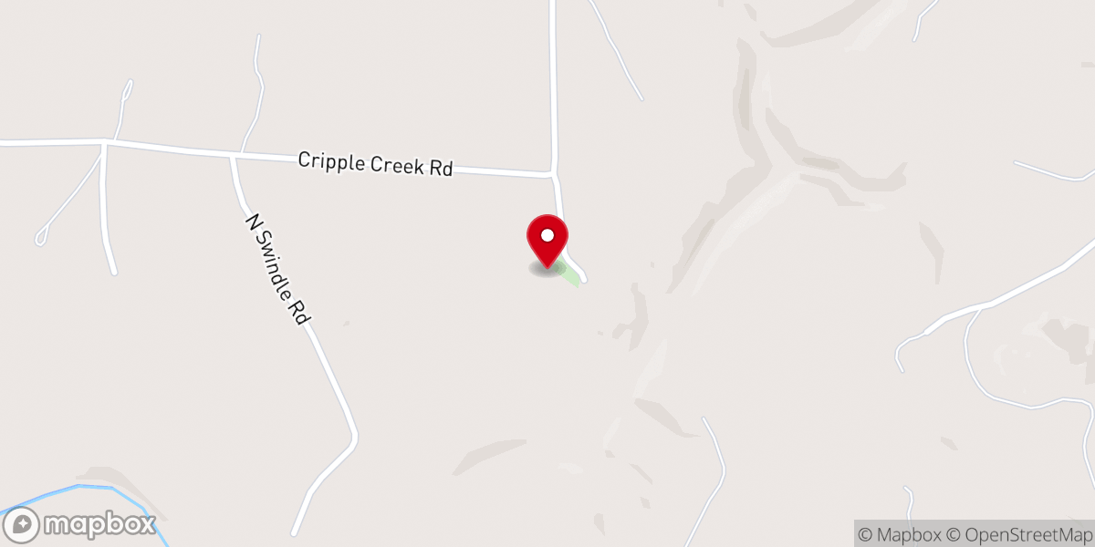 Map showing location of Cripple Creek Church