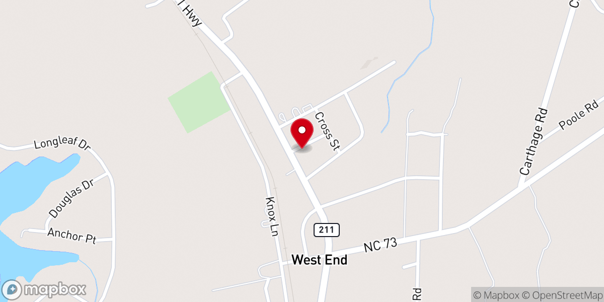 Map showing location of First Baptist Church - West End