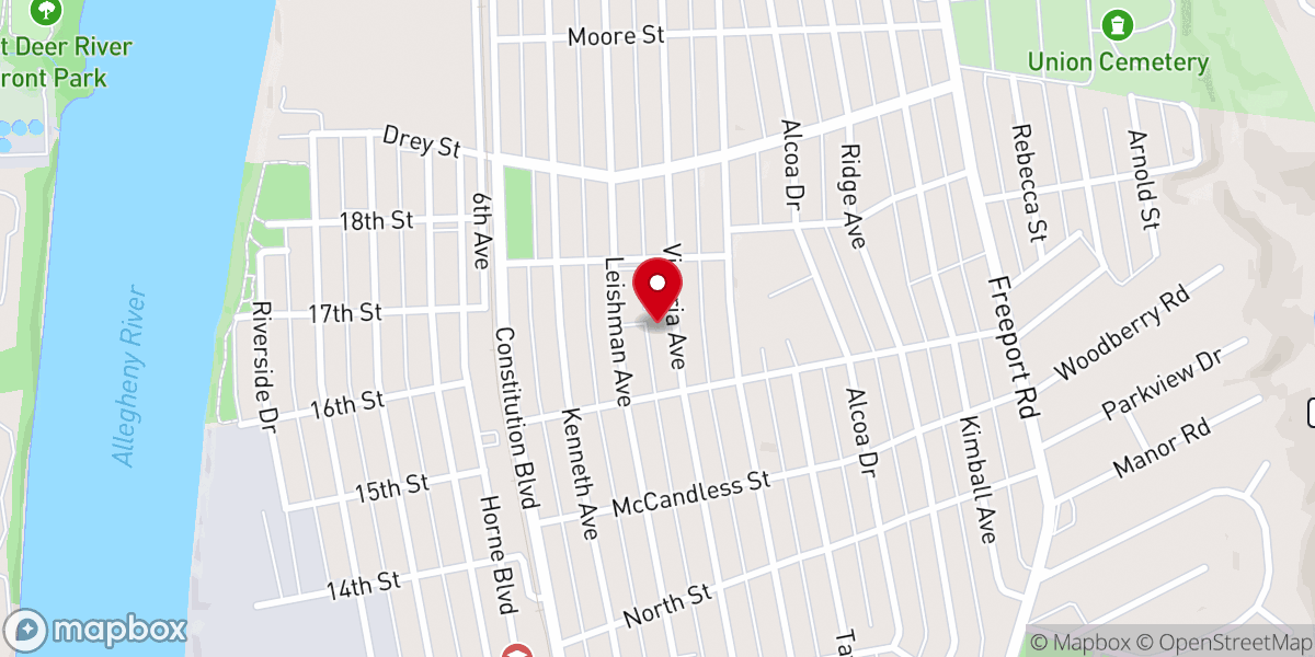 Map showing location of Calvary Lutheran Church