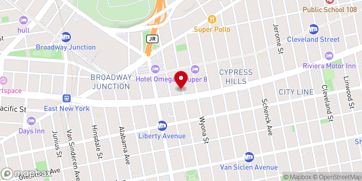 Map showing location of The Lord's Chosen Charismatic Revival Ministries, Brooklyn, New York
