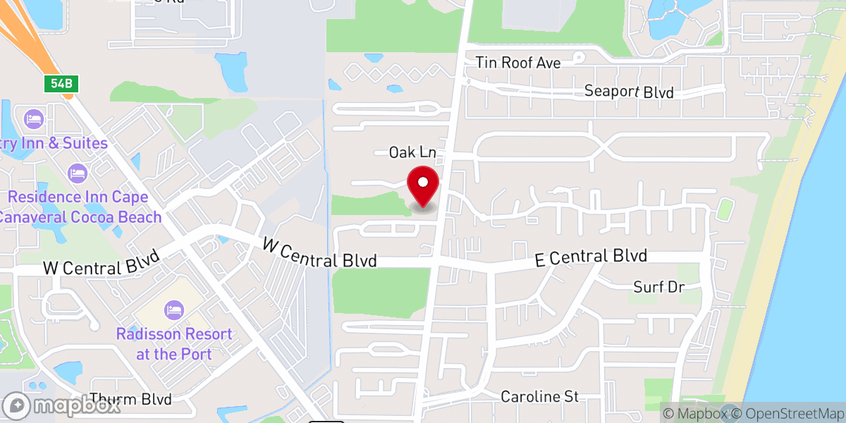 Map showing location of First Baptist Church of Cape Canaveral