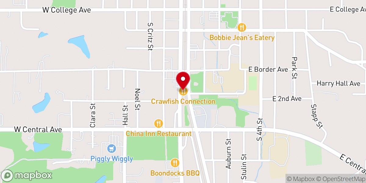 Map showing location of Crawfish Connection