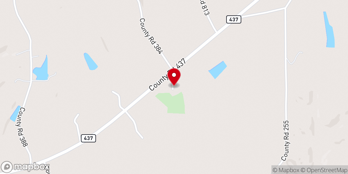 Map showing location of Valley Springs Baptist Church