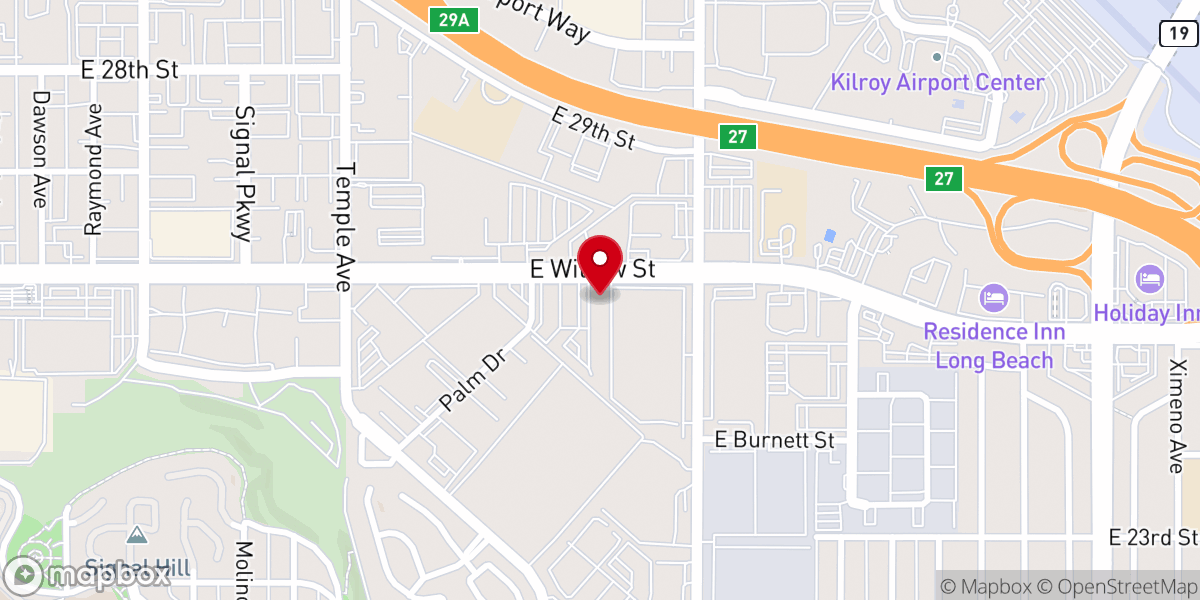 Map showing location of Victory Church Long Beach