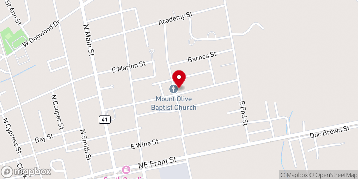 Map showing location of Mt Olive Baptist Church