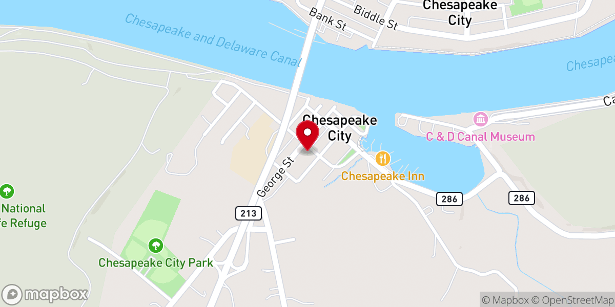 Map showing location of Chesapeake City United Methodist Charge @ Trinity