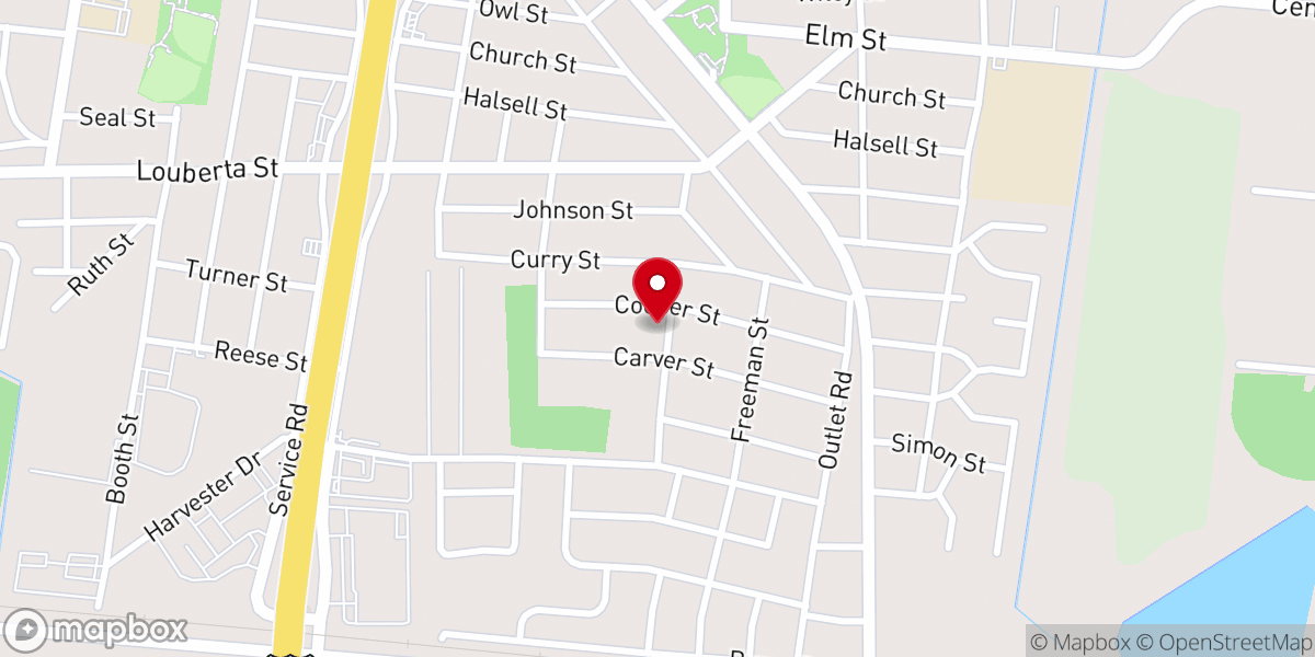 Map showing location of Bright Oak Baptist Church