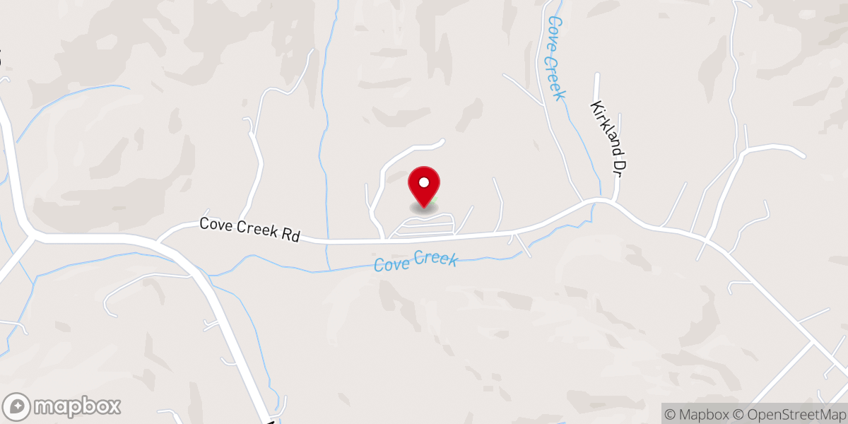 Map showing location of Cove Creek Baptist Church