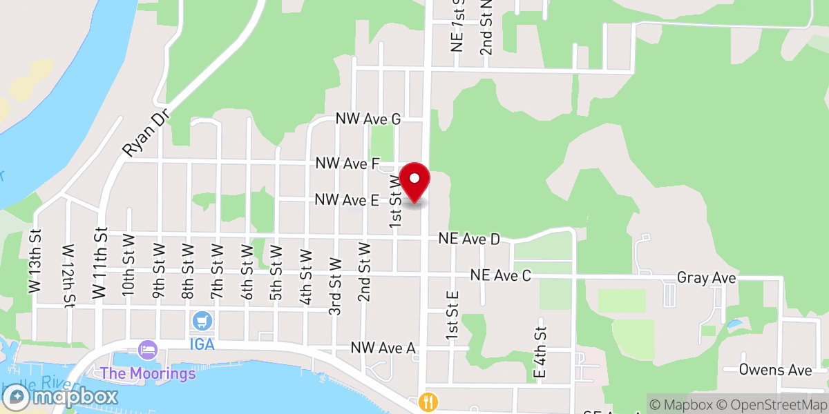 Map showing location of Carrabelle Congregational Holiness Church