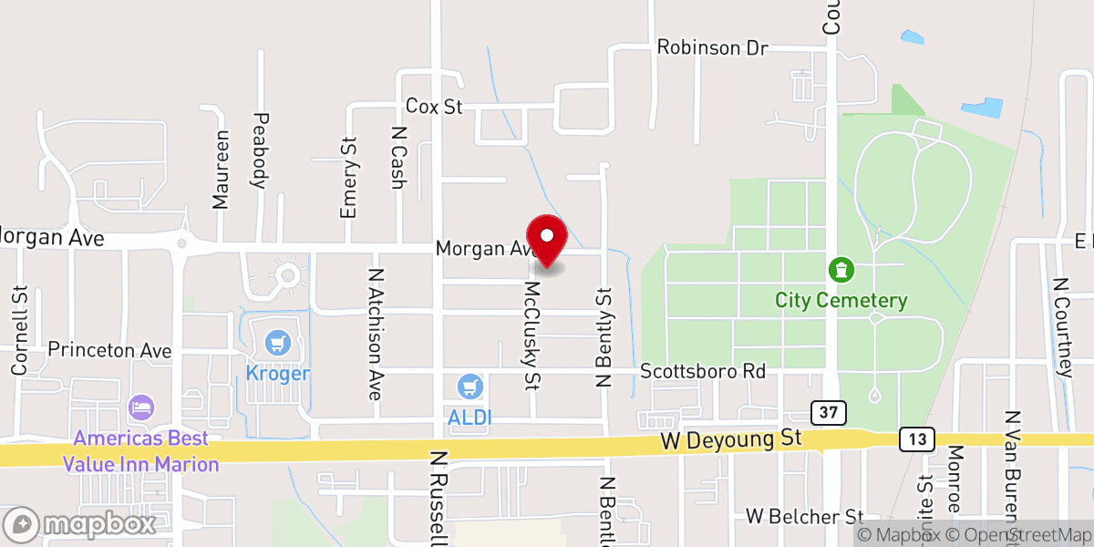 Map showing location of Scottsboro Baptist Church