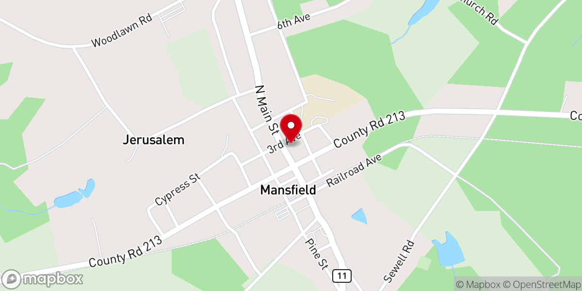 Map showing location of Mansfield United Methodist Church