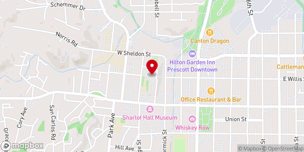 Map showing location of Sacred Heart Roman Catholic Parish Prescott