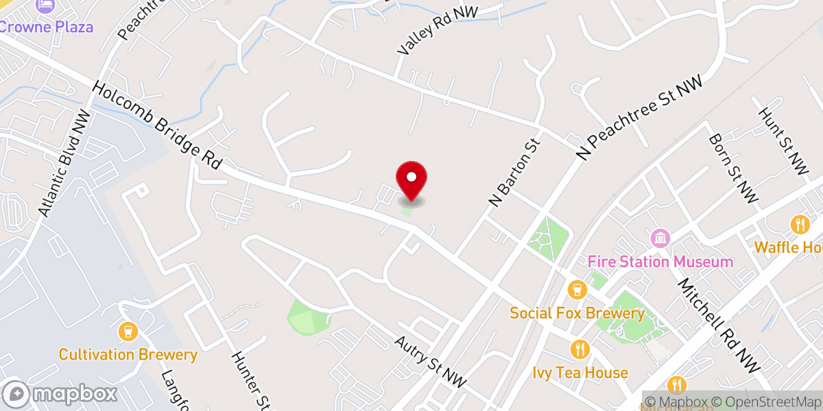 Map showing location of Peachtree Friends Meeting