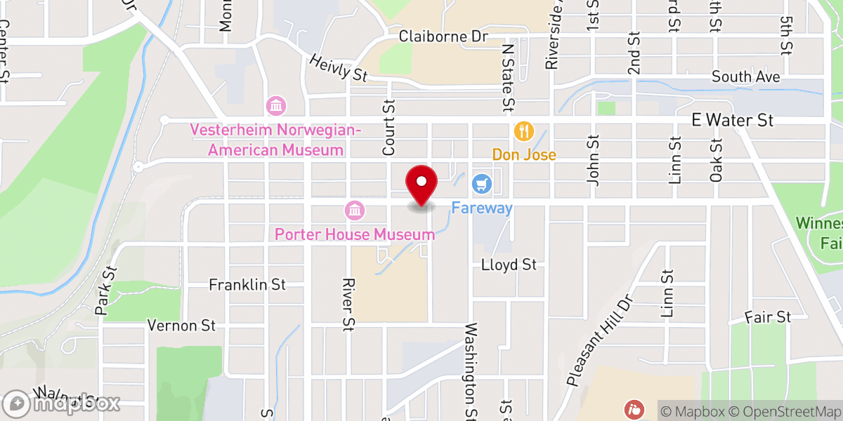 Map showing location of Decorah Lutheran Church