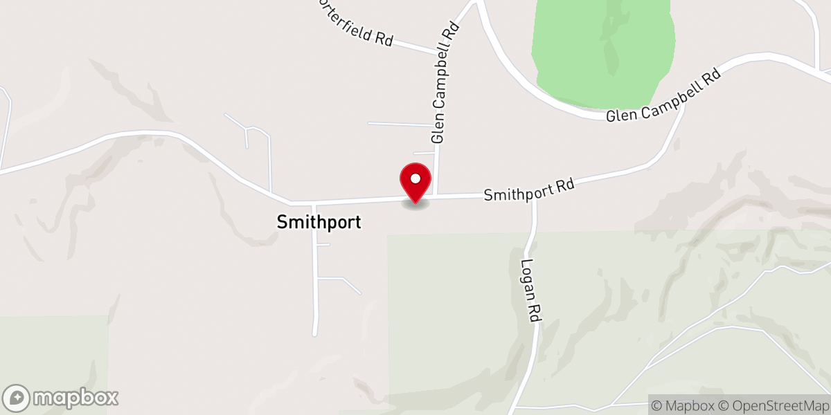 Map showing location of Smithport Allegheny Wslyn Church