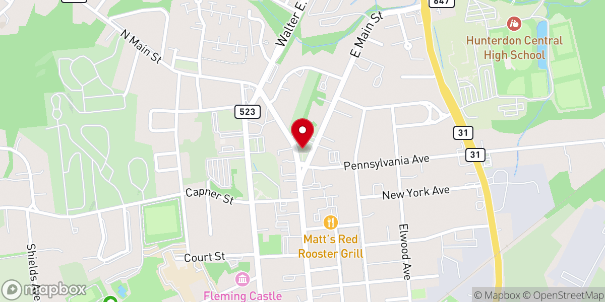 Map showing location of Flemington Presbyterian Church