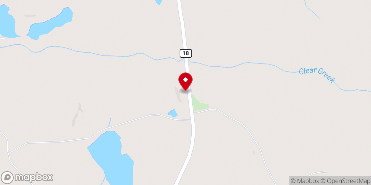 Map showing location of Clear Creek Baptist Church