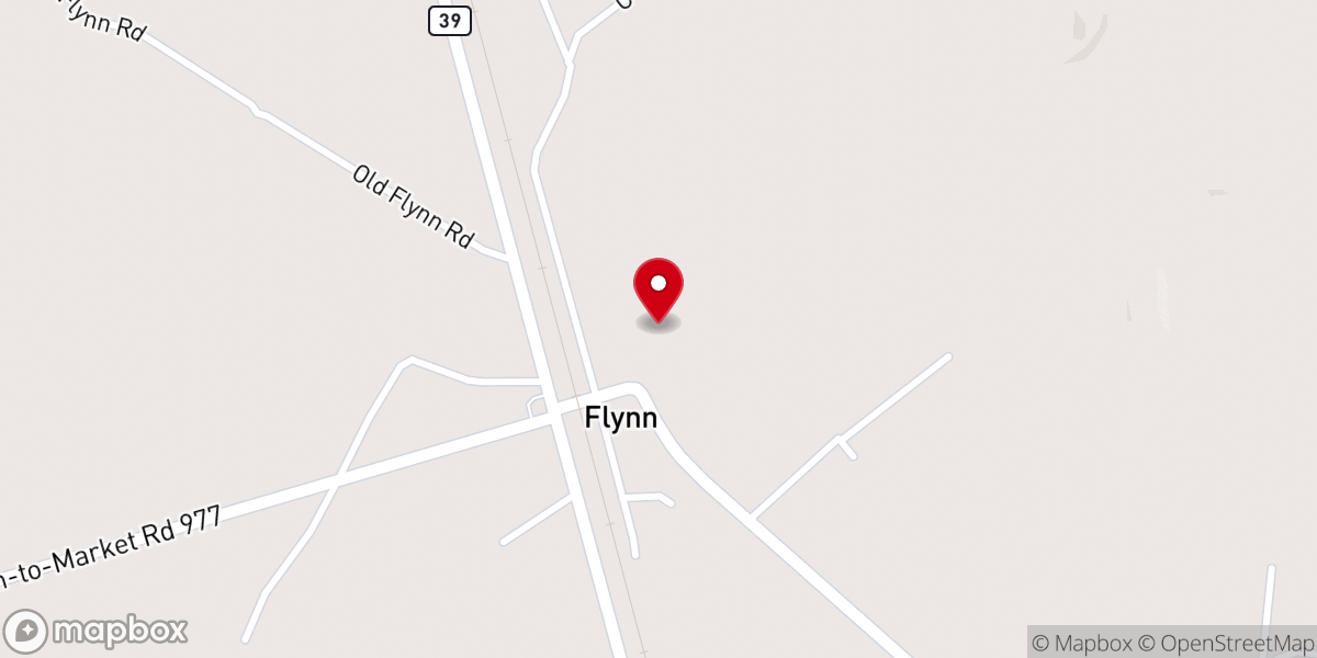 Map showing location of First Baptist Church of Flynn