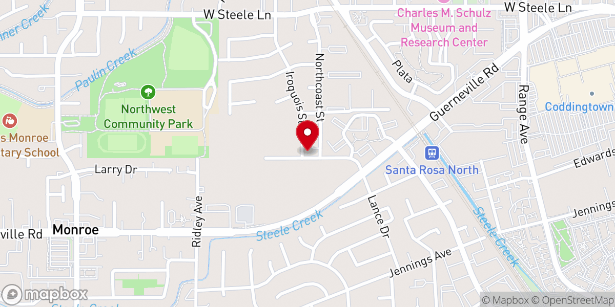 Map showing location of Crossroads Evangelical Church