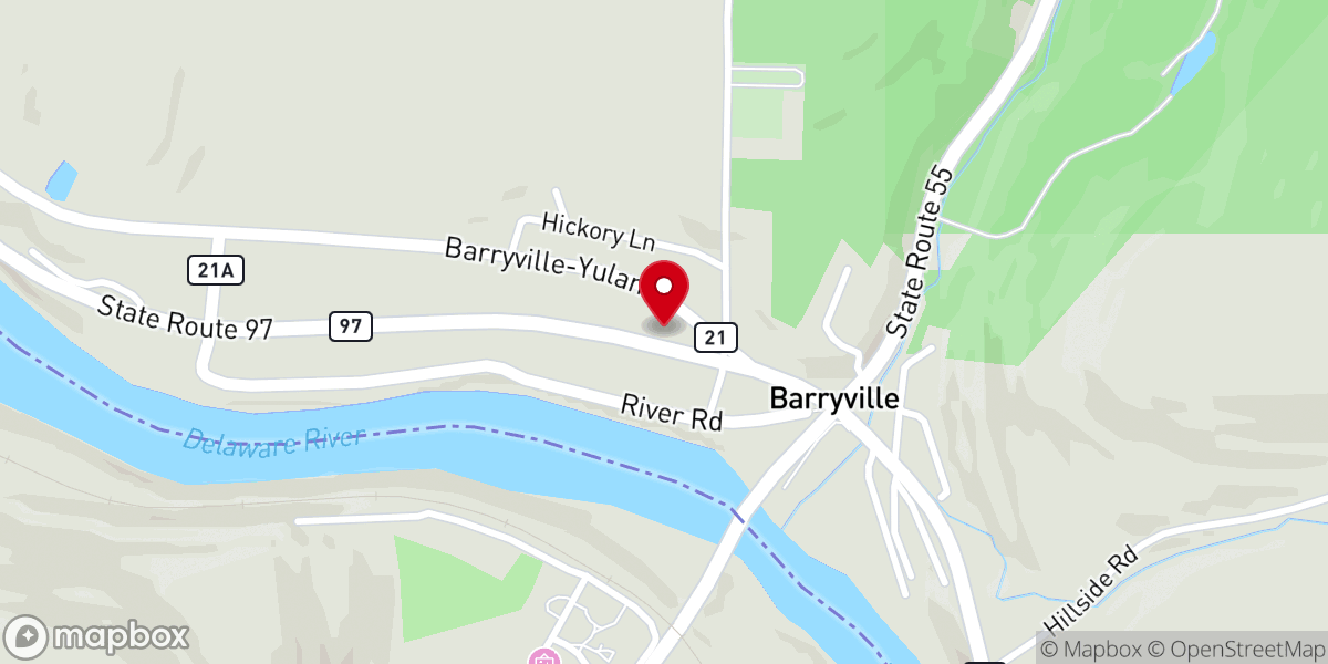 Map showing location of Barryville Community Church