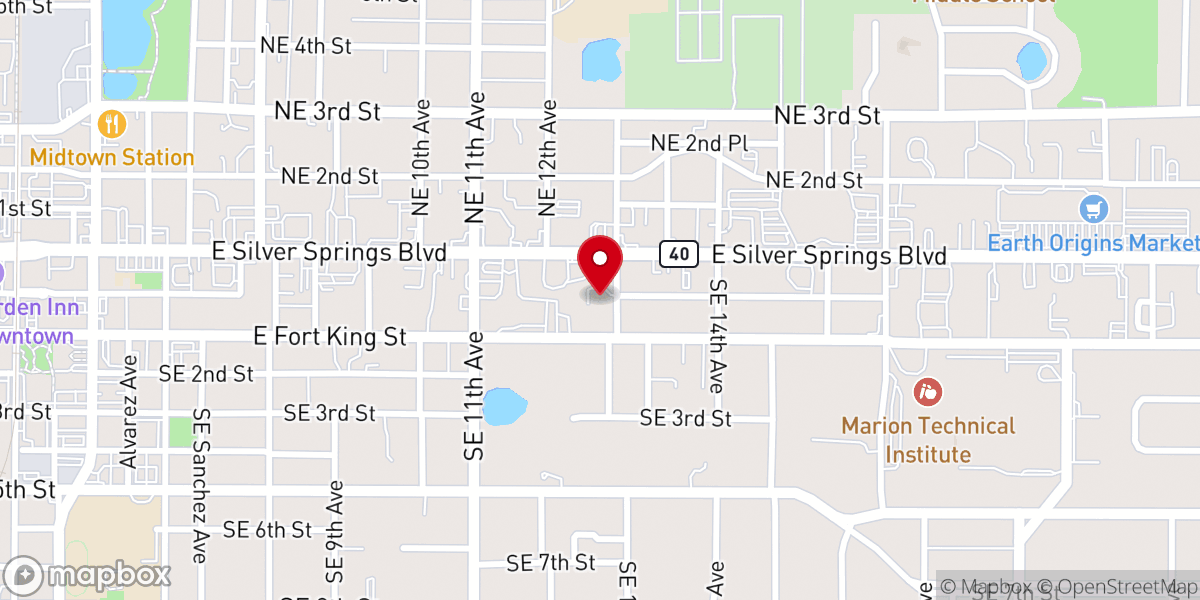 Map showing location of Rooted Youth Ministries (Ocala First UMC)
