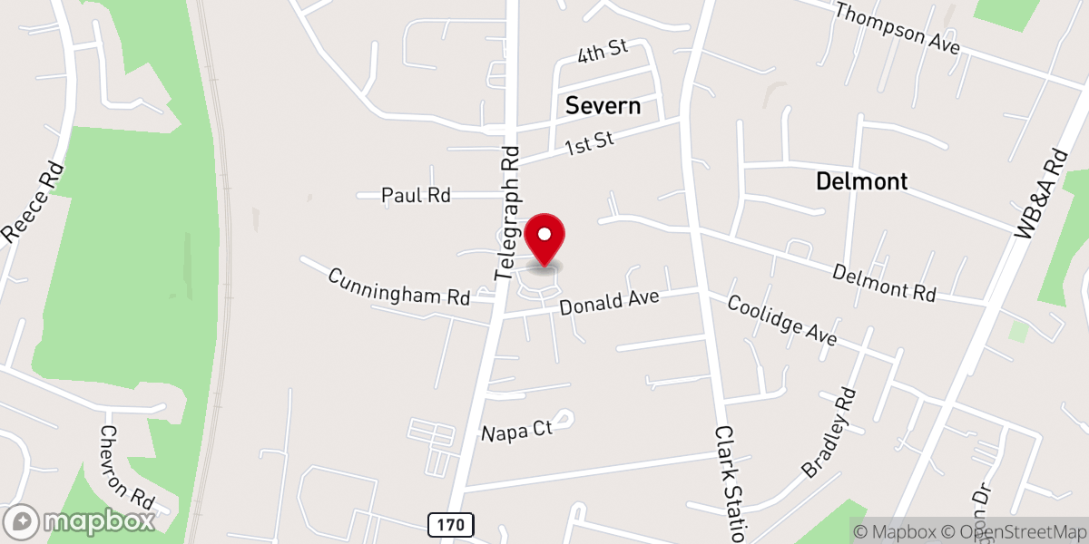 Map showing location of Severn Baptist Church
