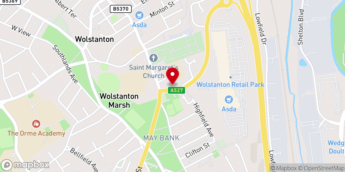 Map showing location of Saint Wulstan Catholic Church