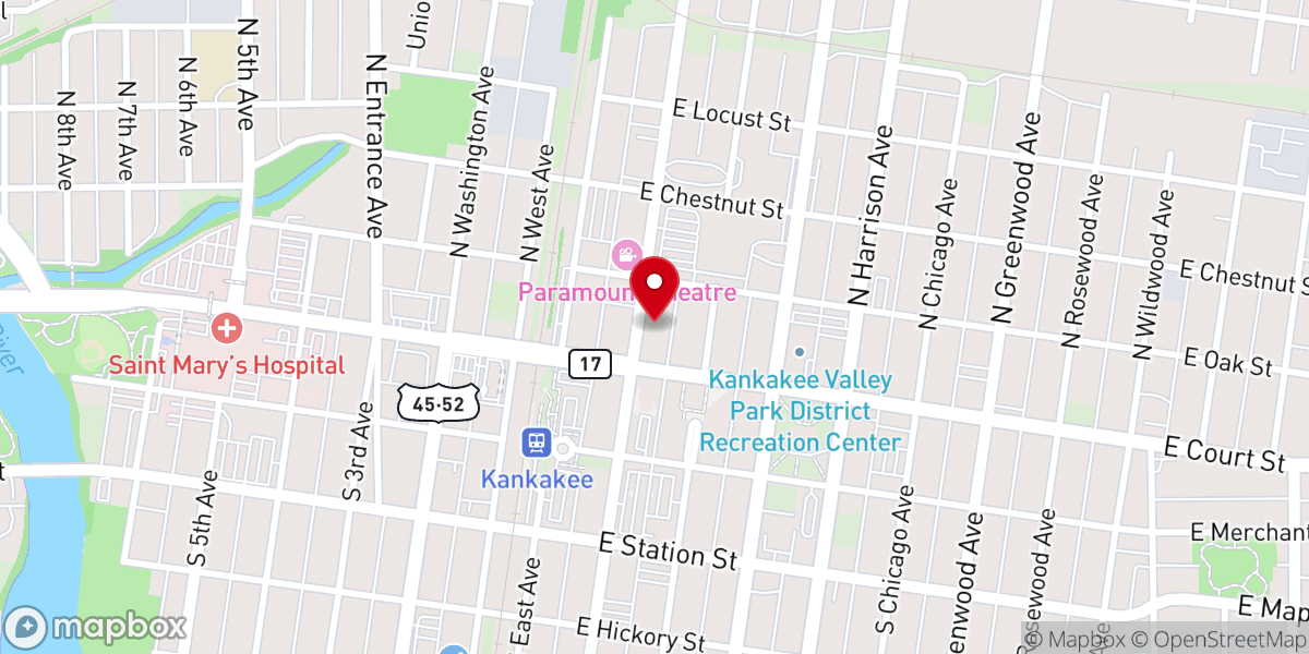Map showing location of Majestic Weddings & Events Kankakee
