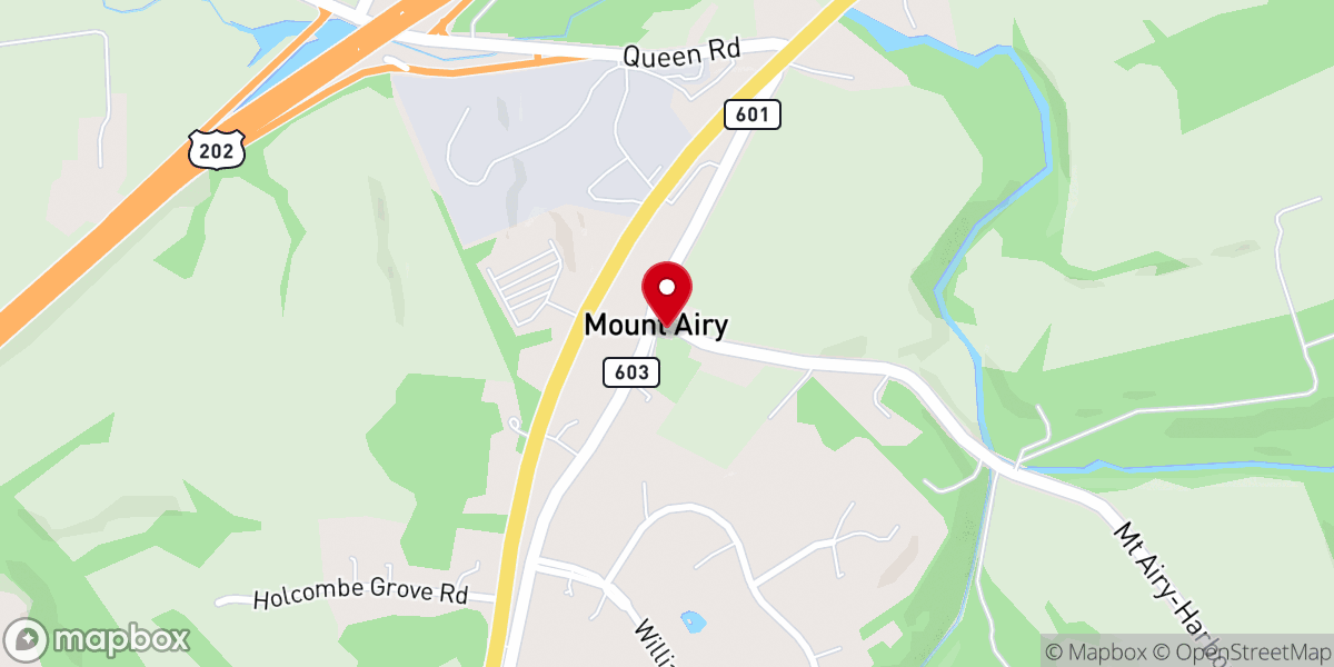 Map showing location of Mt Airy Presbyterian Church