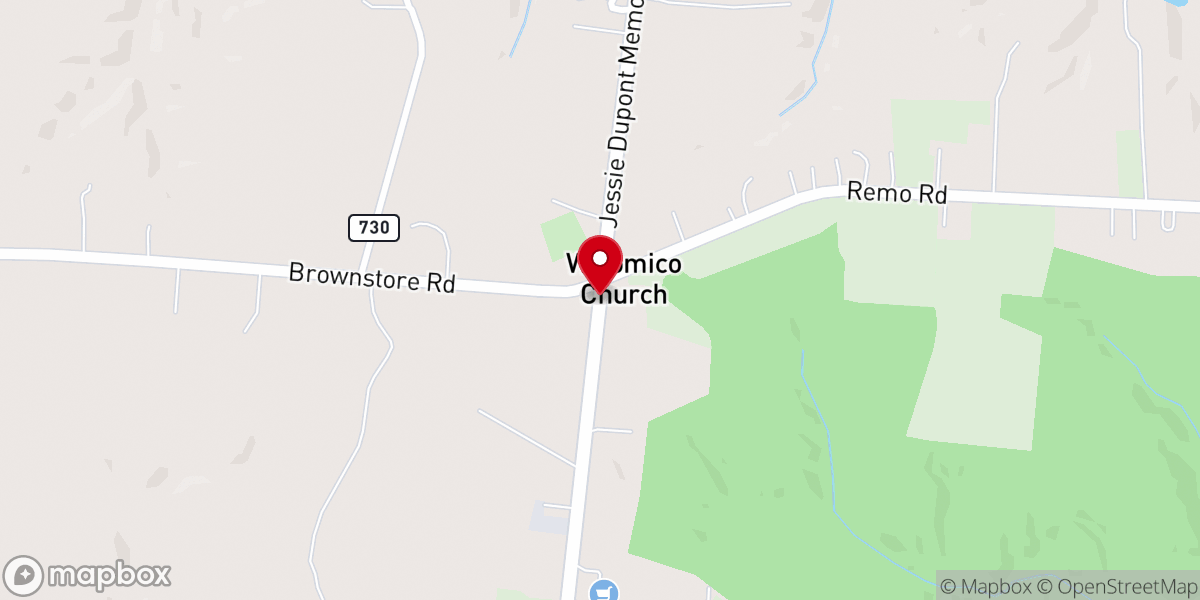 Map showing location of Wicomico Church