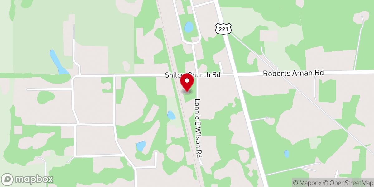 Map showing location of Shiloh Church