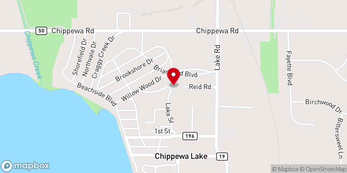 Map showing location of Village of Chippewa Lake