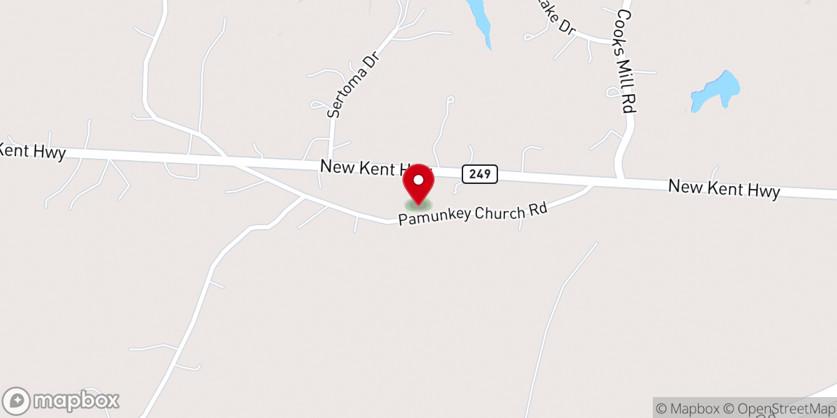 Map showing location of Pamunkey United Methodist Church