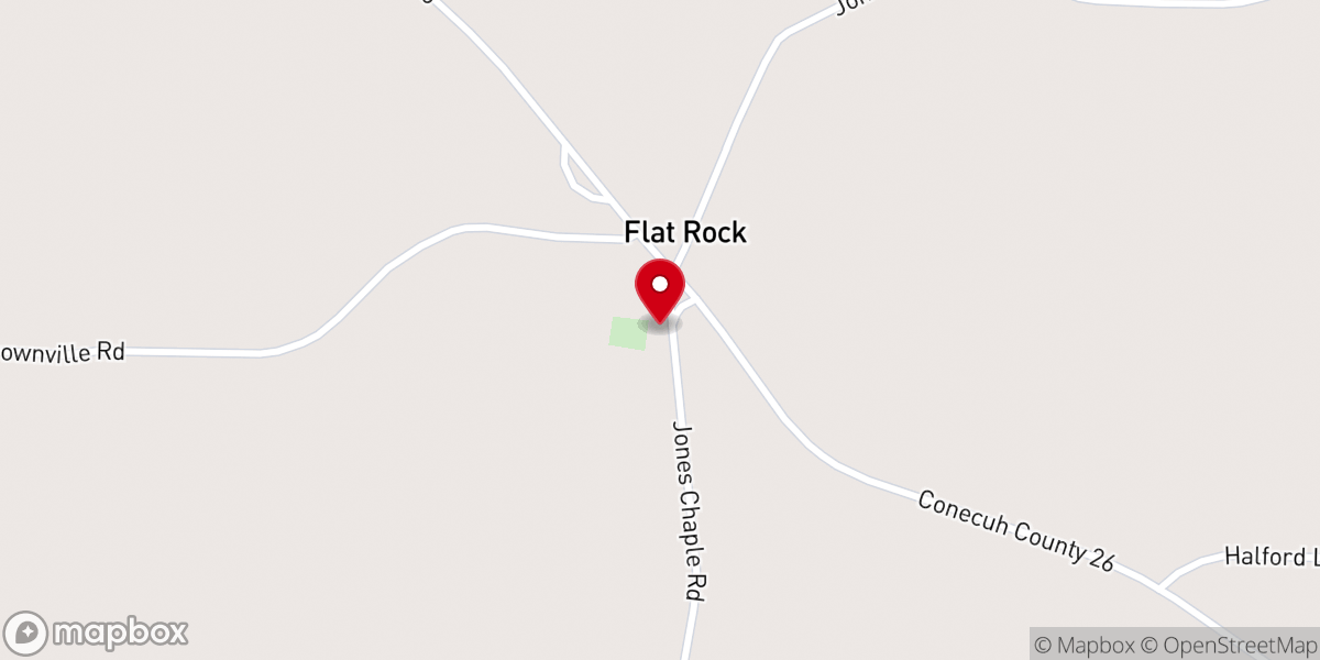 Map showing location of Jones Chapel Church