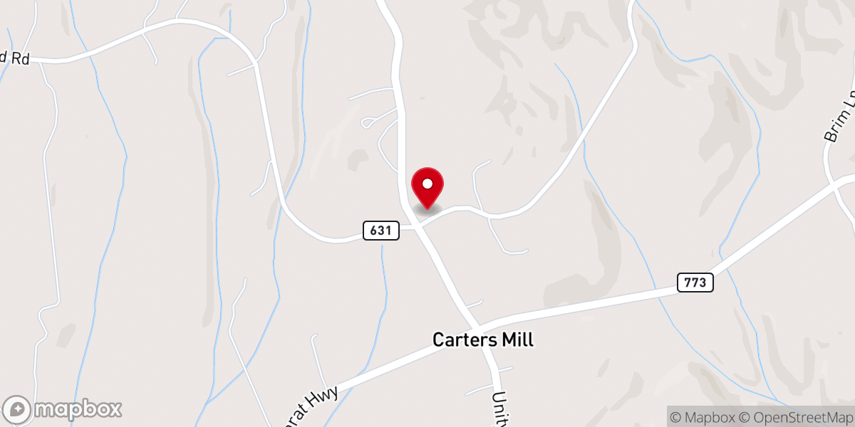 Map showing location of Clarks Creek Church