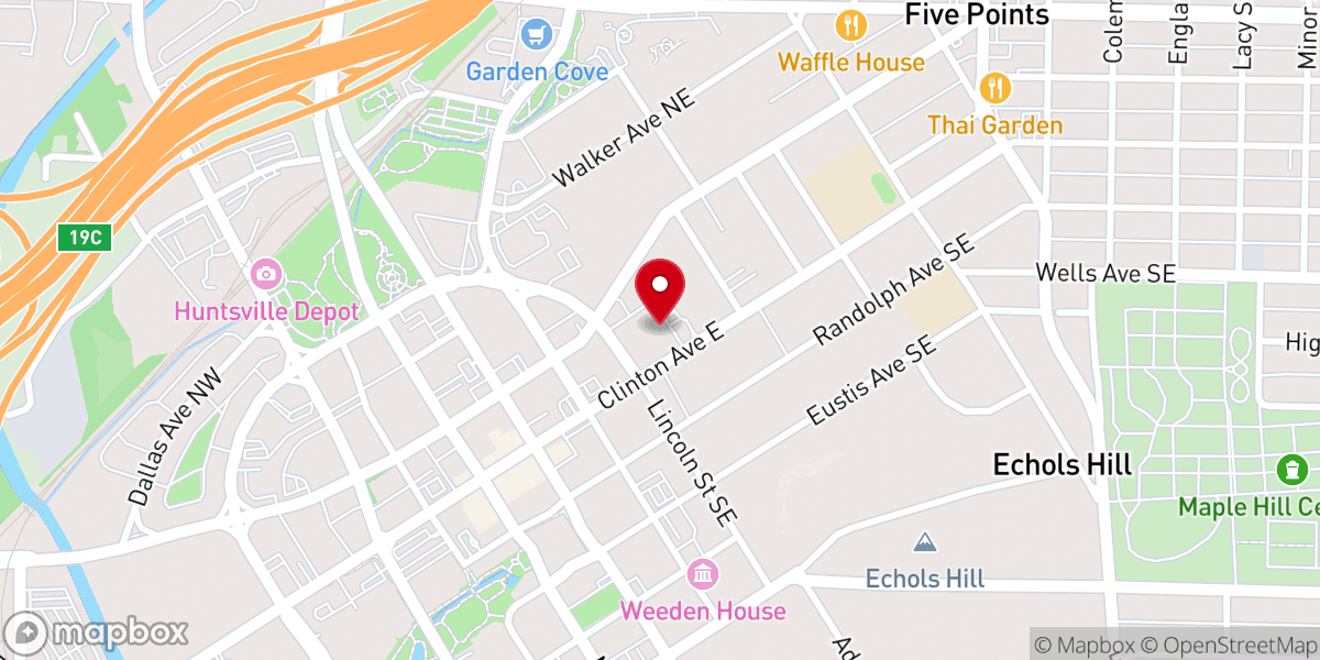 Map showing location of Central Church of Christ