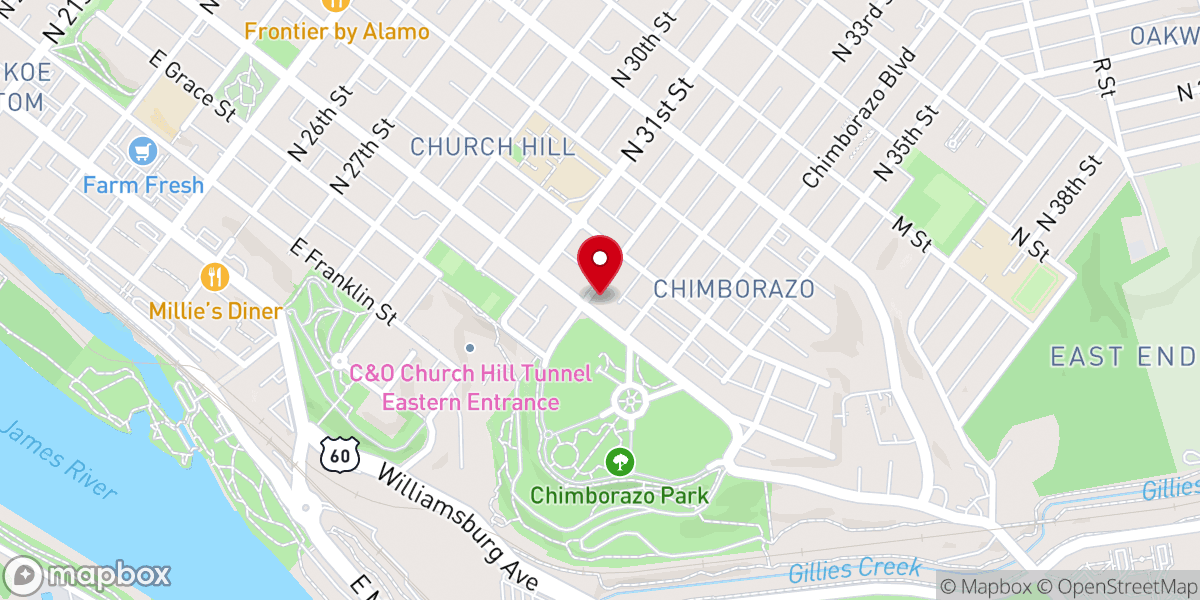 Map showing location of Mount Carmel Baptist Church