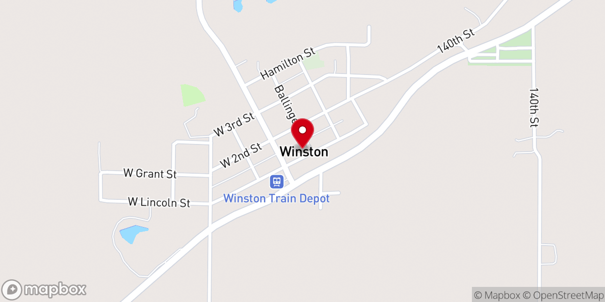 Map showing location of Winston Baptist Church