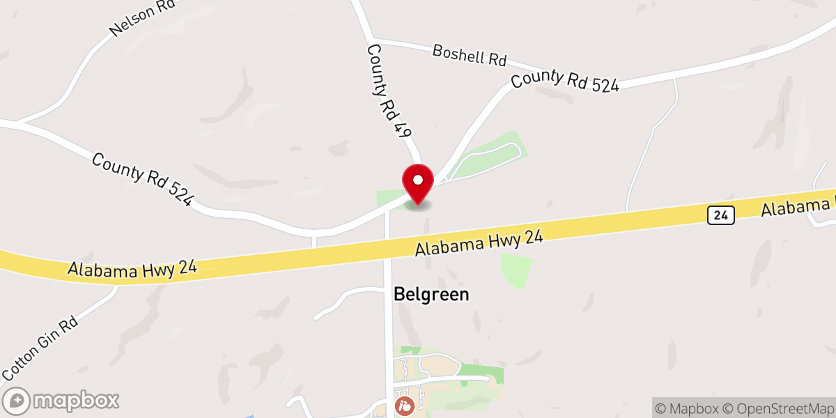 Map showing location of Belgreen Baptist Church