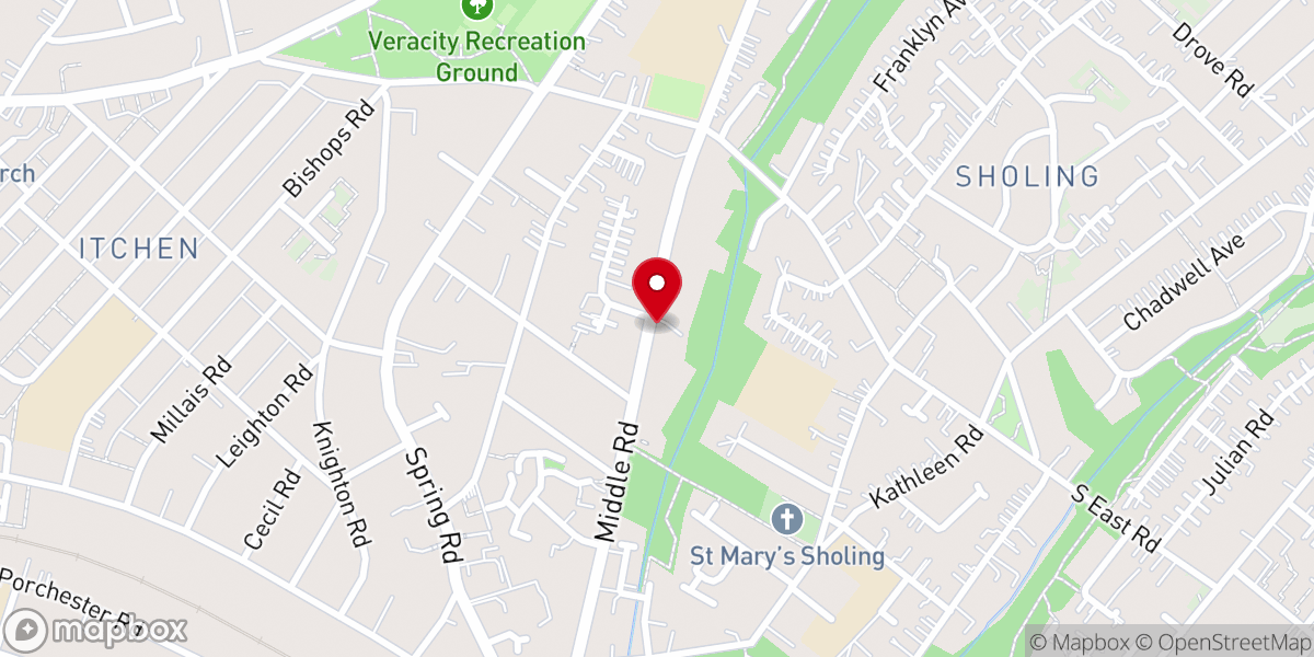 Map showing location of Sholing Baptist Church