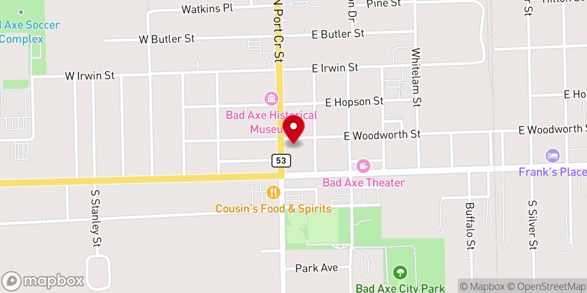 Map showing location of First Presbyterian Church