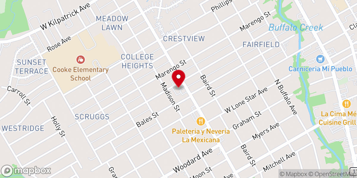 Map showing location of Granbury Street church of Christ