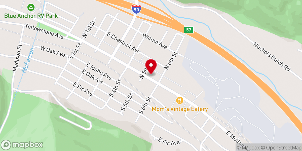 Map showing location of Osburn Christian Center