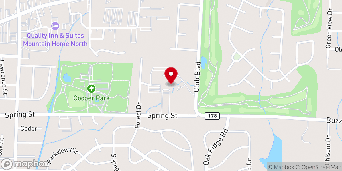 Map showing location of First Baptist Church-Mountain Home